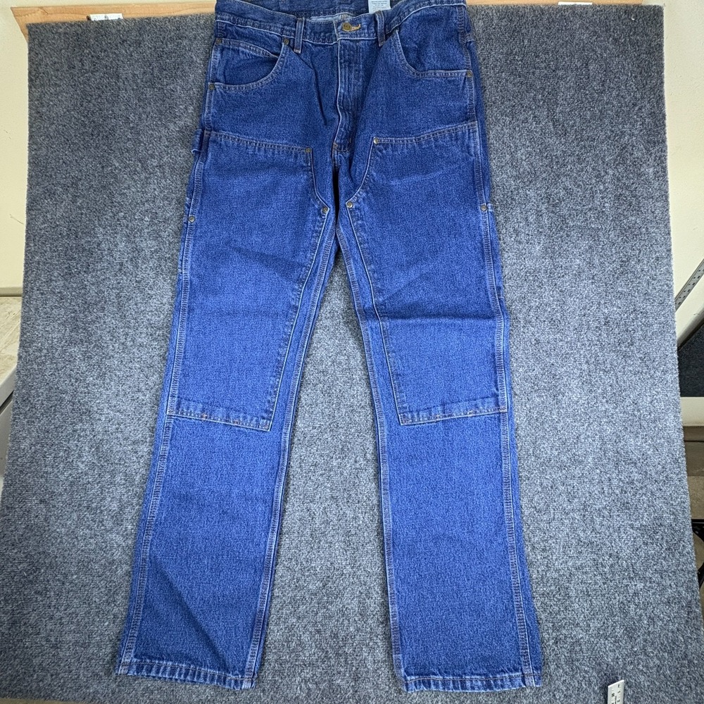 Key Apparel Carpenter Jeans Mens 34x34.5 Blue Denim Dungaree Cotton Double Front